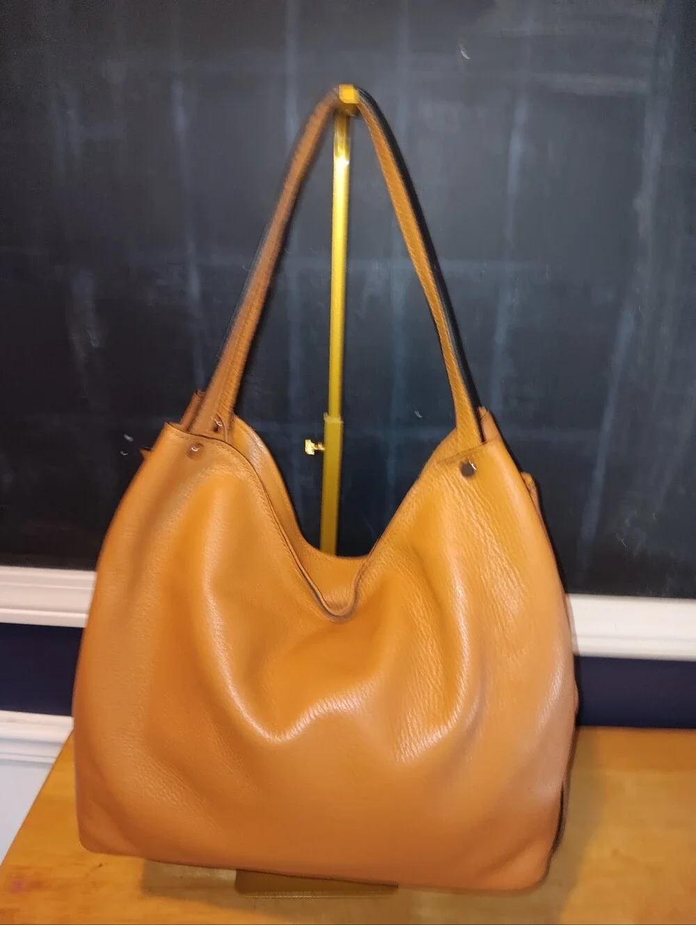 Tano Tan Leather Shoulder Hobo Bag With Long Strap